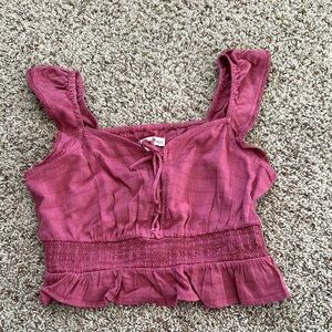 Women's Pink Ruffle Babydoll Top Aeropostale